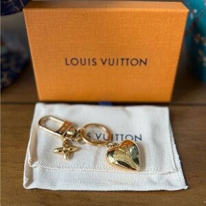 Louis Vuitton Gold Key Chain with Iconic Monogram